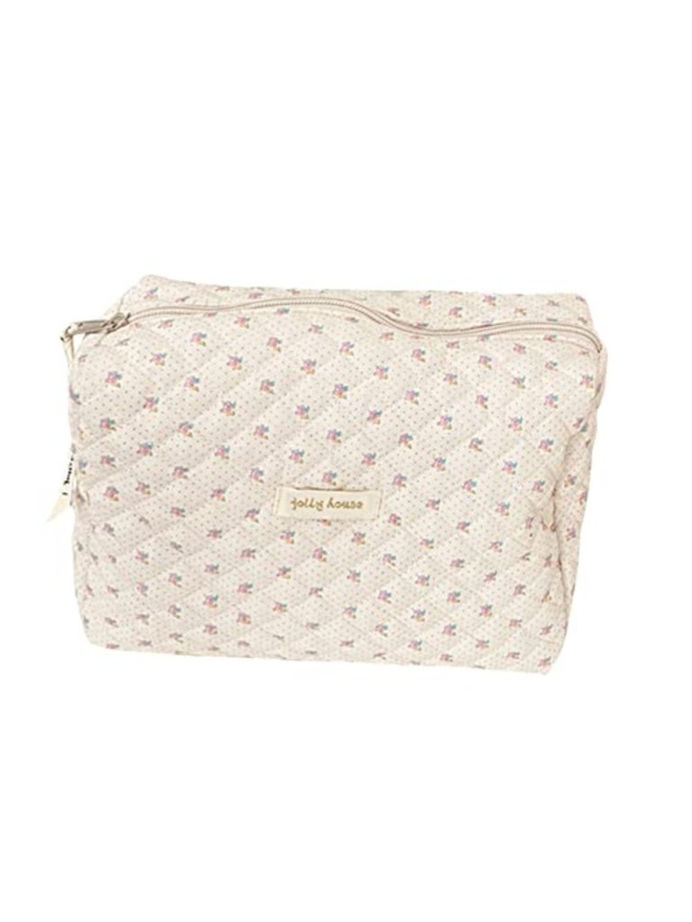Cotton Quilted Makeup Bag Large Travel Cosmetic Pouch Floral Toiletry Bag